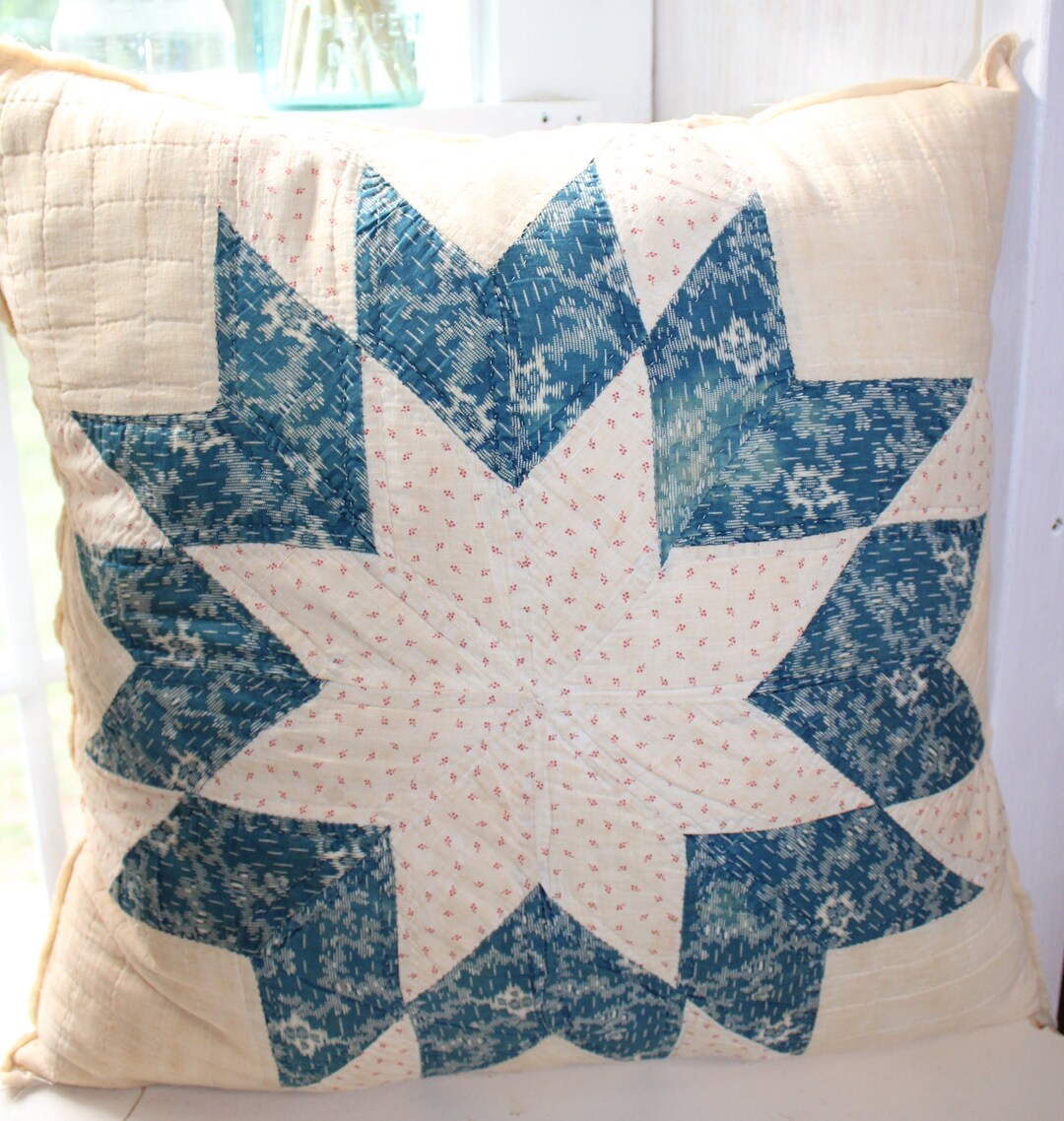 Antique Americana Star Quilt Pillow Etsy