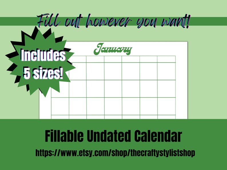 Fillable Undated Calendar Printable Yearly Planner 2023 2024 - Etsy