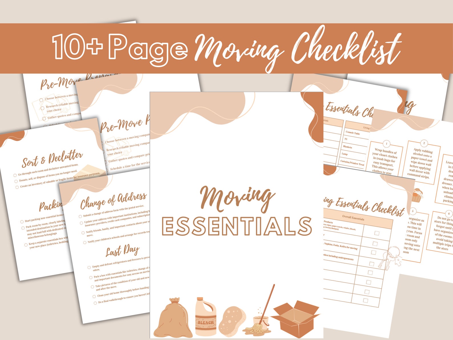 Comprehensive Moving Checklist - Printable and Digital | Pre-moving ...