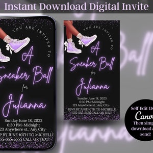 SNEAKER BALL INVITATION Instant Download Invitation Template Sneaker Ball Invite Editable Canva Template Sneaker Gala Flyer Birthday Party