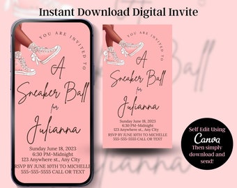 SNEAKER BALL INVITATION Instant Download Invitation Template Sneaker Ball Invite Editable Canva Template Sneaker Gala Flyer Birthday Party