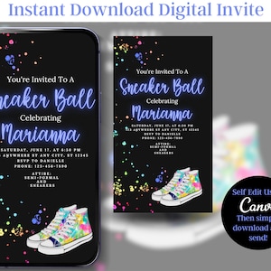 SNEAKER BALL INVITATION Instant Download Invitation Template Purple Invitation  Sneaker Gala Flyer Birthday Party Electronic invite