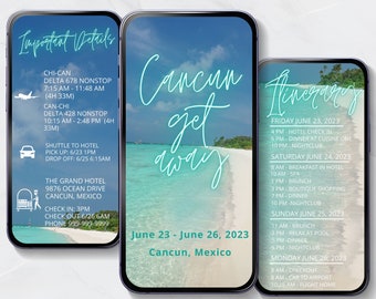 CANCUN MOBILE ITINERARY Travel Itinerary Template Digital Itinerary Cancun Vacation Mobile Travel Guide Customizable Travel Itinerary Canva