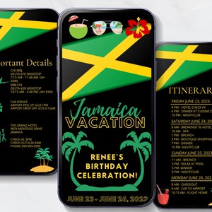 Jamaica| Travel Itinerary Template Mobile| Digital Itinerary| Mobile Travel Itinerary| Weekend Trip| Customizable Travel Itinerary| Canva