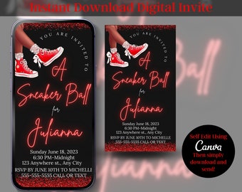 SNEAKER BALL INVITE Instant Download Invitation Template Sneaker Ball Invitation Editable Canva Template Sneaker Gala Flyer Birthday Party