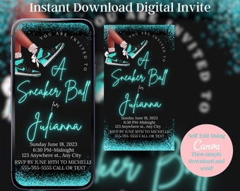 SNEAKER BALL INVITATION Instant Download Invitation Template Sneaker Ball Invite Editable Canva Template Sneaker Gala Flyer Birthday Party