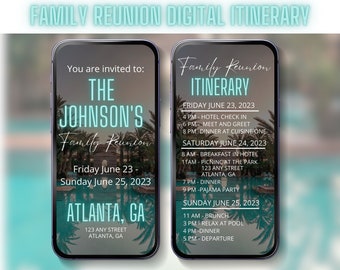 Family Reunion Digital Itinerary Reunion Weekend Mobile Invite Travel Itinerary  Customizable Travel Guide Family Vacation