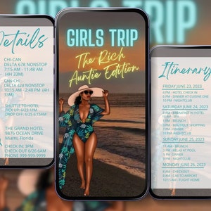 GIRLS TRIP ITINERARY Animated Invitation Mobile Digital Invite Digital Itinerary Mobile Travel Planner Mobile Birthday Trip Invitation