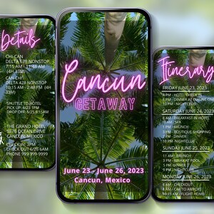 CANCUN MOBILE ITINERARY Travel Itinerary Template Digital Itinerary Cancun Vacation Mobile Travel Guide Customizable Travel Itinerary Canva