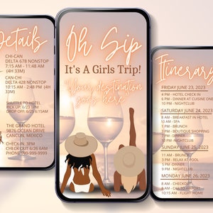 GIRLS TRIP Mobile Itinerary Digital Invite Template Digital Itinerary Mobile Travel Planner Birthday Weekend Mobile Invitation Trip Planner
