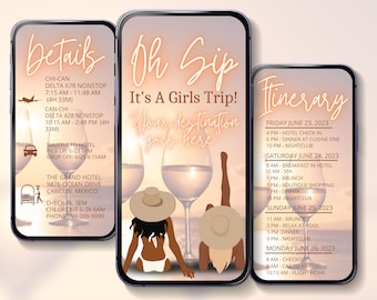 GIRLS TRIP Mobile Itinerary Digital Invite Template Digital Itinerary Mobile Travel Planner Birthday Weekend Mobile Invitation Trip Planner