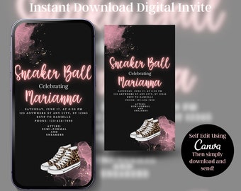 SNEAKER BALL INVITE Instant Download Invitation Template Sneaker Ball Invite Leopard Print Shoe Invite Sneaker Gala Flyer Birthday Party