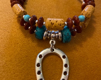 Boho Handmade  Horseshoe  Wire  Beaded   Bracelet