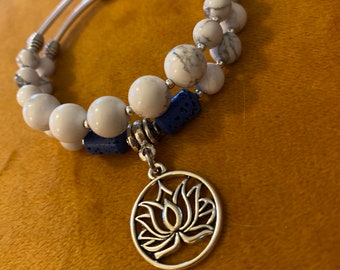 Boho Handmade Lotus Flower  Wire  Beaded   Bracelet