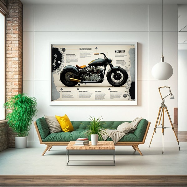 Custom Motorcycle Infographic Wall Art Decor Infographic Style Print