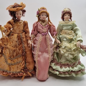Victorian Lady Dollhouse Porcelain Dolls with Movable Limbs