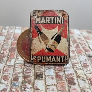 Cartel publicitario en imitación esmaltado y efecto envejecido Martini Spumanti