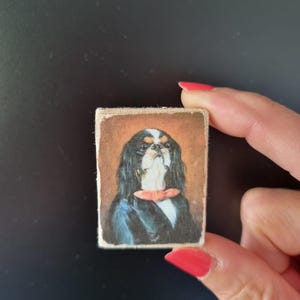 Female dog in traditional costume imitation painting