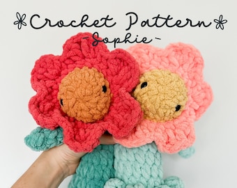 Flower friend crochet pattern, hibiscus amigurumi plush lovey, pattern only