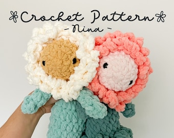 Flower friend crochet pattern, dandelion amigurumi plush lovey, pattern only