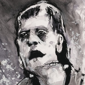Poetic Frank – Art Print (8x10) – Frankenstein-Inspired Portrait – Emotional Monster Drawing for Gothic Wall Art Lovers