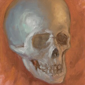 Fire + Ice – Fine Art Giclée Print (10x14) – Oil Painting of Skull in Contrast – Limited Edition Gothic Duality Wall Art