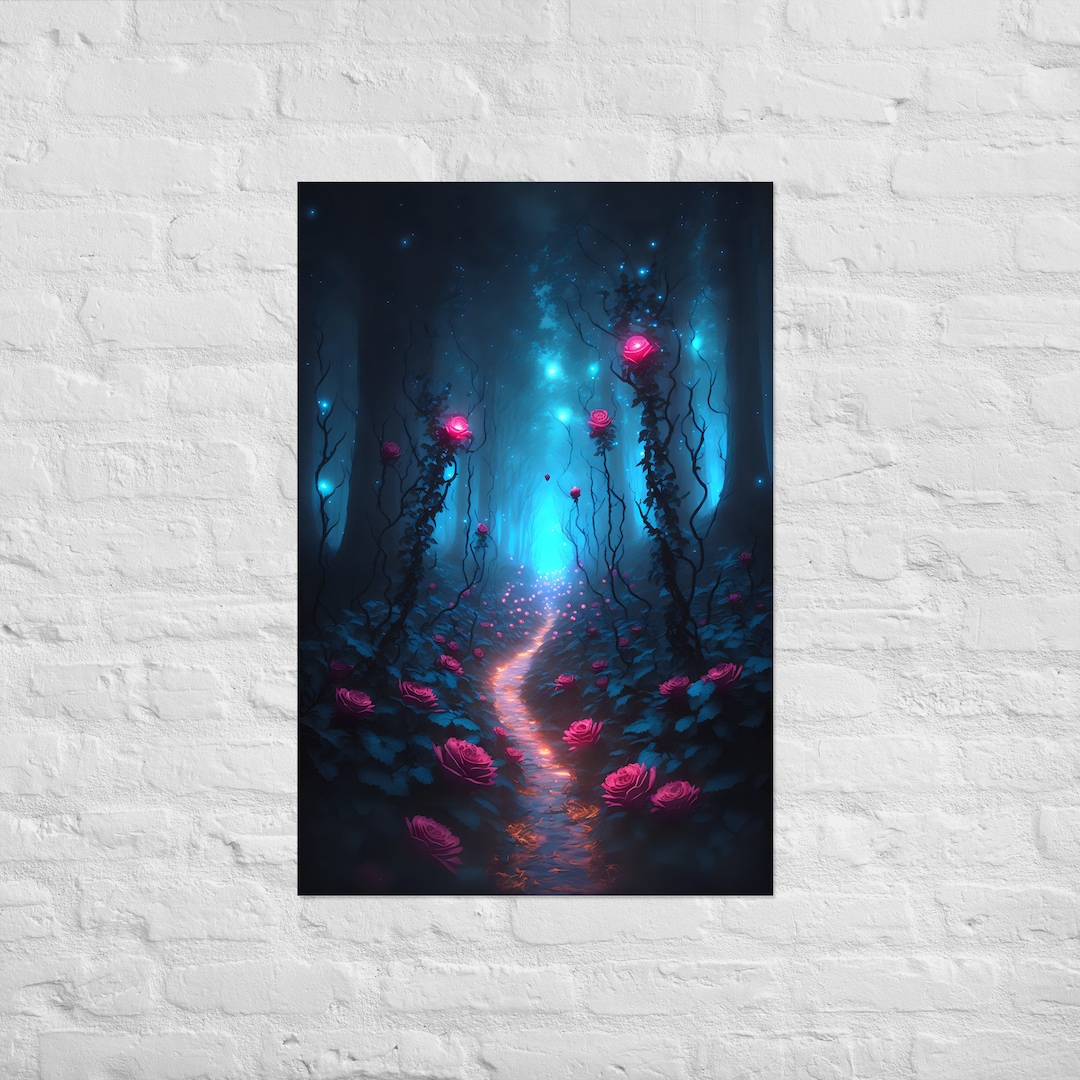 Enchanted Forest Fantasy Woods Framed Canvas Wall Art Beautiful ...