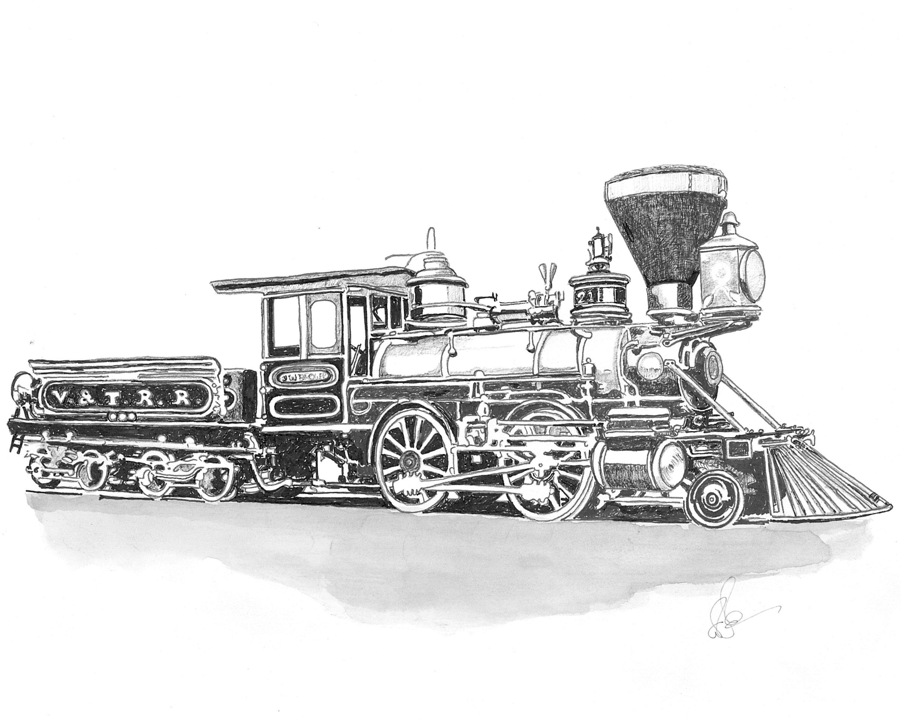 Train Art Print V T Railroad Virginia City Truckee Engine 21 photo photo