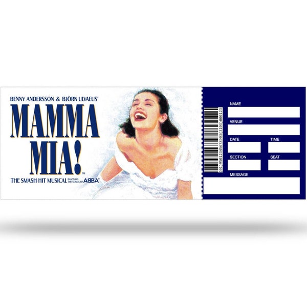 Mamma Mia Digital Editable Musical and Play Tickets (Fake)