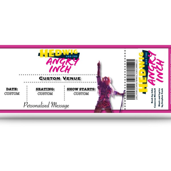 Hedwig and the Angry Inch Personalised Musical and Play Tickets (fake)