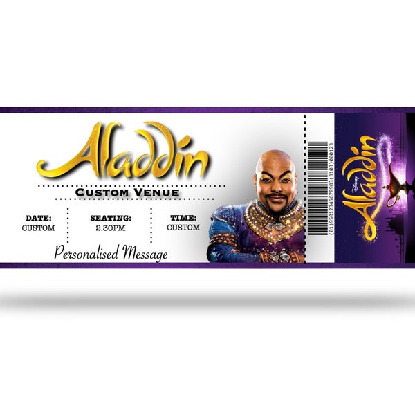 Aladdin Personalised Musical and Play Tickets (Fake)