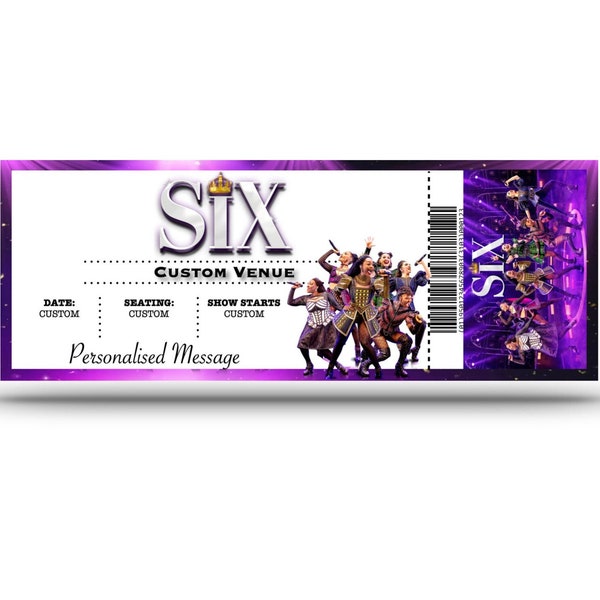 Six Personalised Musical and Play Tickets (fake)