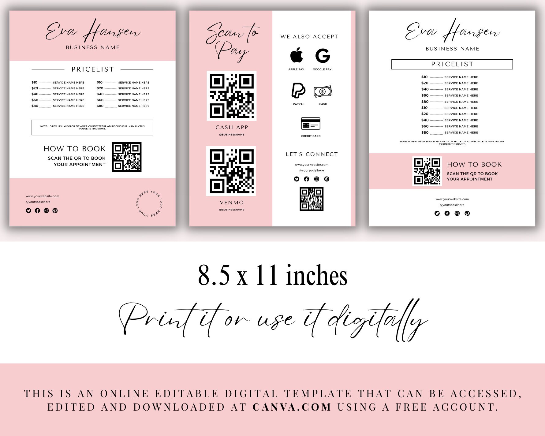 Editable Scan Code Editable Scan to Pay Sign | Editable Canva Template | QR Code Sign ...