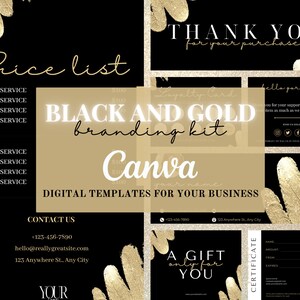 Luxury Black and Gold Branding Kit | Editable Templates | Thank You | Gift | Price List | Signature | Price List | Logos | Loyalty