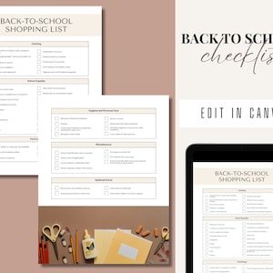 Back to School Checklist | School Supplies List | Checklist for Parents | Packing List | School Checklist Template | Digital Template