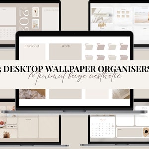 Luxury Desktop Wallpaper Organiser | Luxury Neutral Desktop Organiser | Desktop Organiser | Neutral Aesthetic | Desktop Wallpaper Template