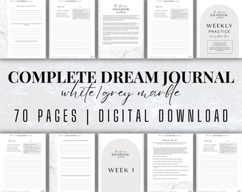 Diario de sueños de mármol: Diario digital de 70 páginas (plantilla de Canva)