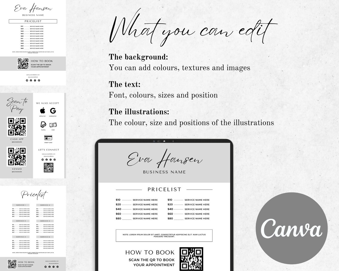 Editable Scan Code Editable Scan to Pay Sign | Editable Canva Template | QR Code Sign ...