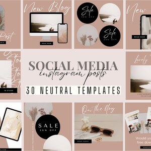 30 Instagram Post Templates | Neutral Boho Instagram Post | Canva Templates