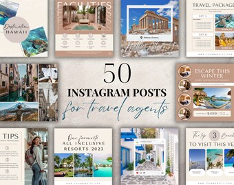Social Media Post Templates | INSTANT DOWNLOAD | Travel Post Templates | Travel Agent | Luxury Instagram Post Templates | Editable Templates
