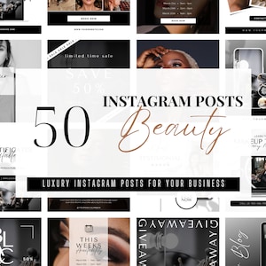50 Luxury Instagram Posts | Beauty Instagram Posts | Instagram Post Templates | Canva Templates