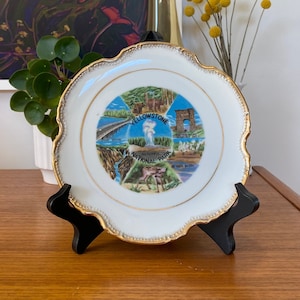 Vintage Yellowstone National Park Souvenir Gold Rimmed Ceramic Porcelain Collectible Keepsake Plate IAAC Ceramics Made In Japan