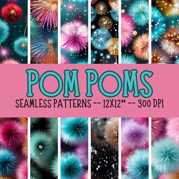 3D Pom Pom Digital Paper | Background | Sparkle Shimmer Patterns | Scrapbook Paper | Glitter Gleamy | Colored Backdrop