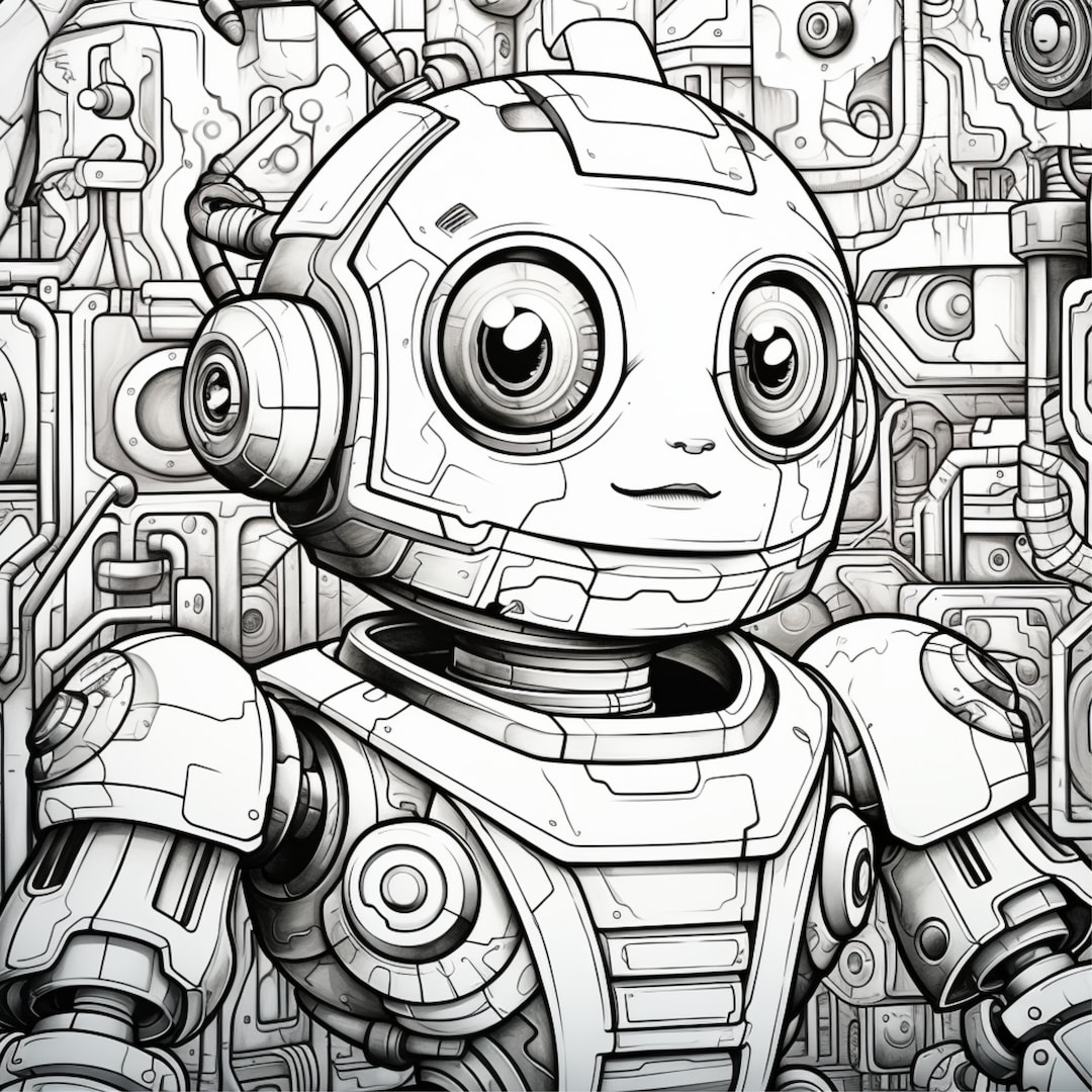 Bot Coloring Book Page: Digital Download PDF - Etsy