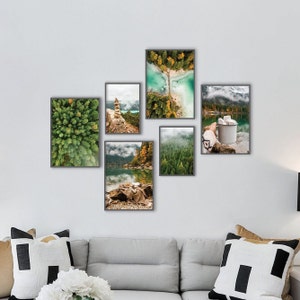 Poster Set mit 6 Stück mit Wald und See Leben Landschaft | Wandkunst-Set für Wohnzimmer, Schlafzimmer Dekor ohne Rahmen | 4x30x40, 2xA4