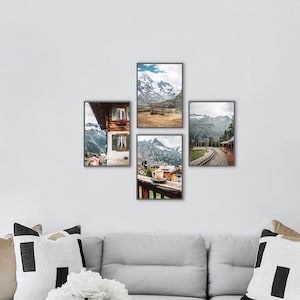 Schweizer Alpen Berg Foto Collage: Home Decor Prints 4xA4