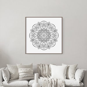 Black and White Mandala Wall Art: Modern Home Decor (Digital Download)