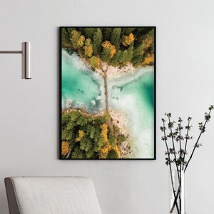 Wandbild Wald | Einteiliges Plakat mit Eibseelandschaft | Schlafzimmer oder Wohnheim Natur Wanddekor | Oben Bettkunst 30 x 40 cm, 50 x 70 cm
