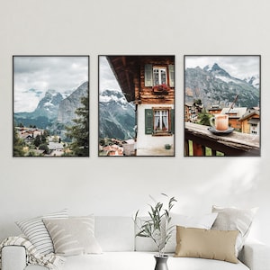 Poster set of 3 prints, landscape wall art | Mountain photography for living room, bedroom decor | Nature posters without frame 30x40, 50x70