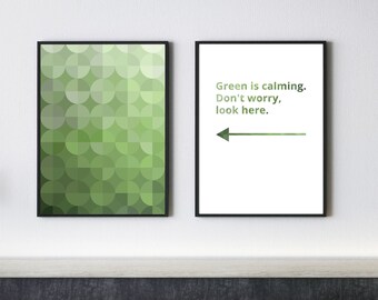Green Geometric Art Print Set: Minimalist Home Decor (Digital Download)